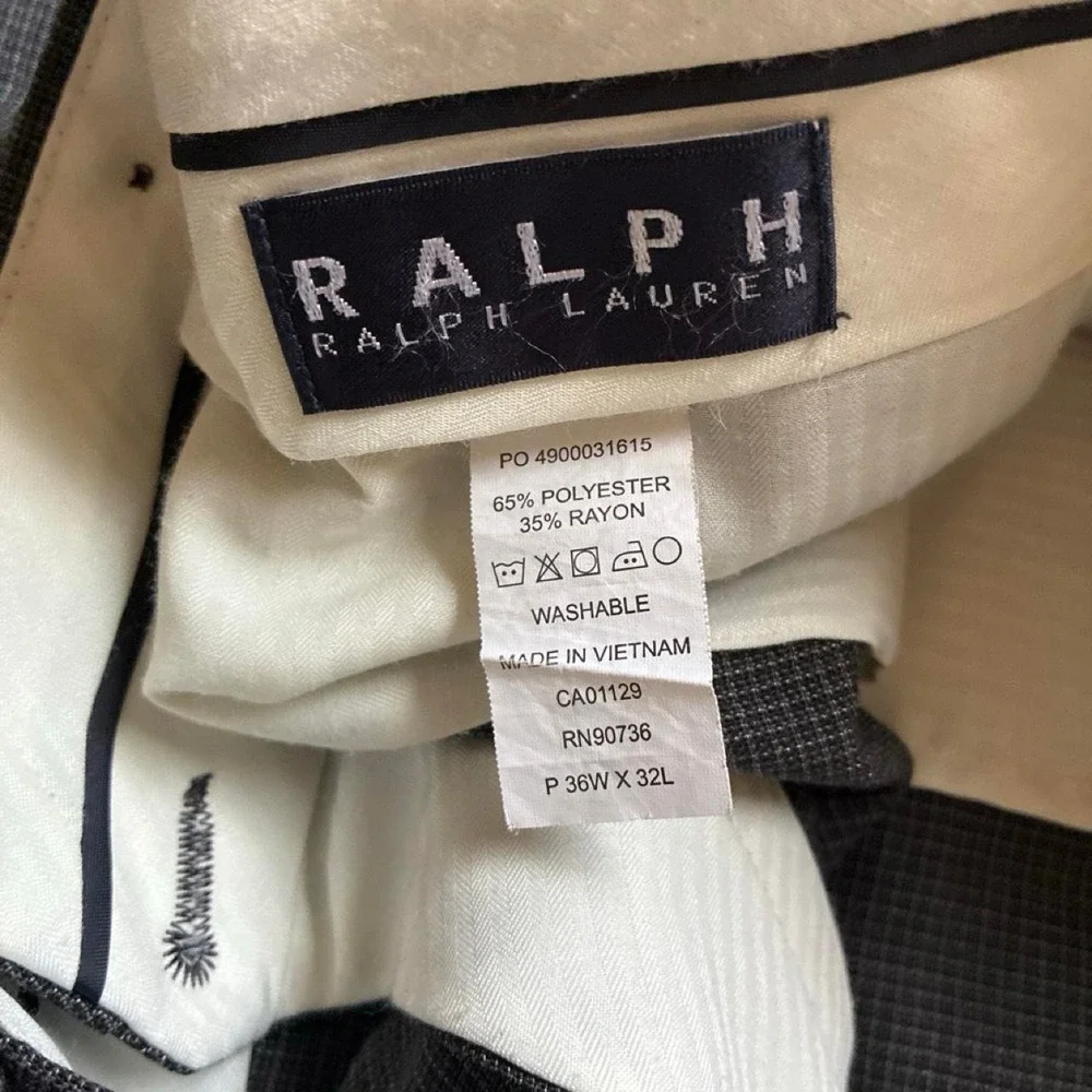 Vintage Retro 80s Prep Ralph Lauren grey straight wide leg pants size 36W x 32L
